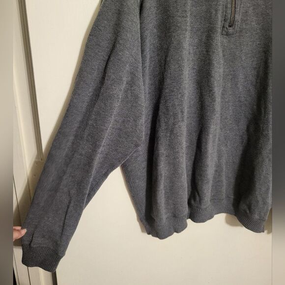 The Foundry Mens Gray Sweater Knit 100% Cotton 1/4 Zip Pullover, 2XL - Picture 4 of 6